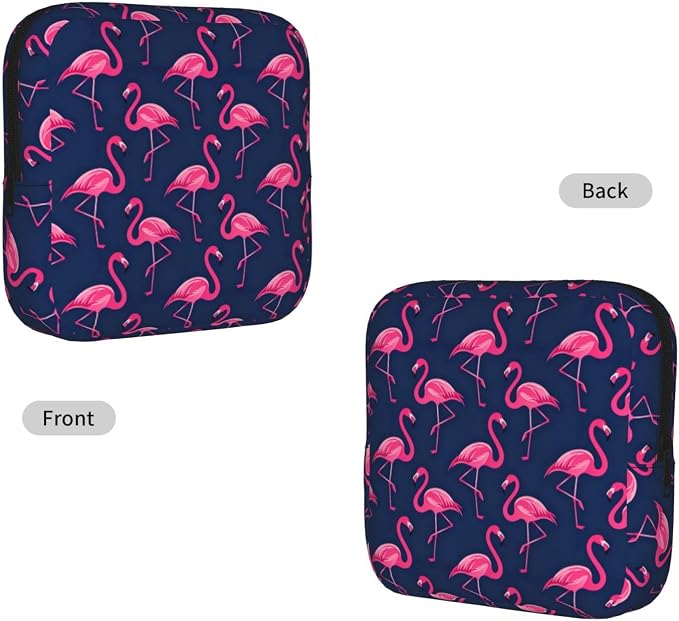 Pink Flamingos Flamingo Tropical Hawaii Hawaiian Tropical Period Bag For Women,Portable Sanitary Napkin Period Pad Pouch For Purse, Small Make Up Bags