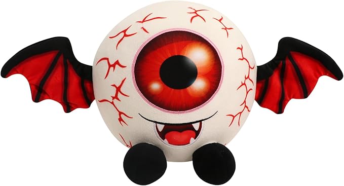 Halloween Eyeball Plush Toy,9" Scary Eyeball Stuffed Animals with Bat Wings,Eyeball Plushies Gift for Kids Halloween Party Decoration