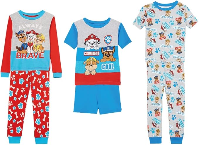 Nickelodeon Boys' Paw Patrol 6-piece Snug-fit Cotton Pajama Set, Soft & Cute for Kids