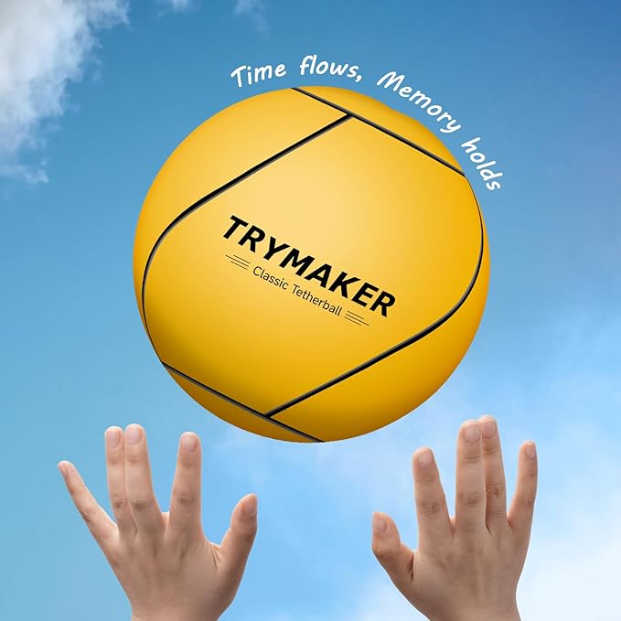Trymaker Tetherball, Tether Balls and Rope Set, Replacement Tetherball for Kids Adults Backyard Outdoors