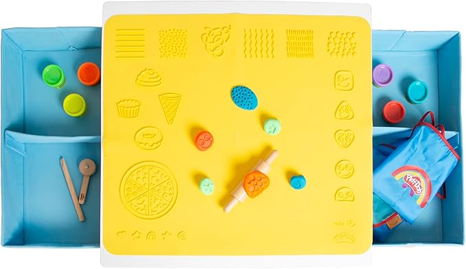 roba Play-Doh Creative Craft Table for Kids - All-in-One Art Station with Storage, Play-Doh Sets, Wooden Tools & 3D Silicone Mat, Ages 3+