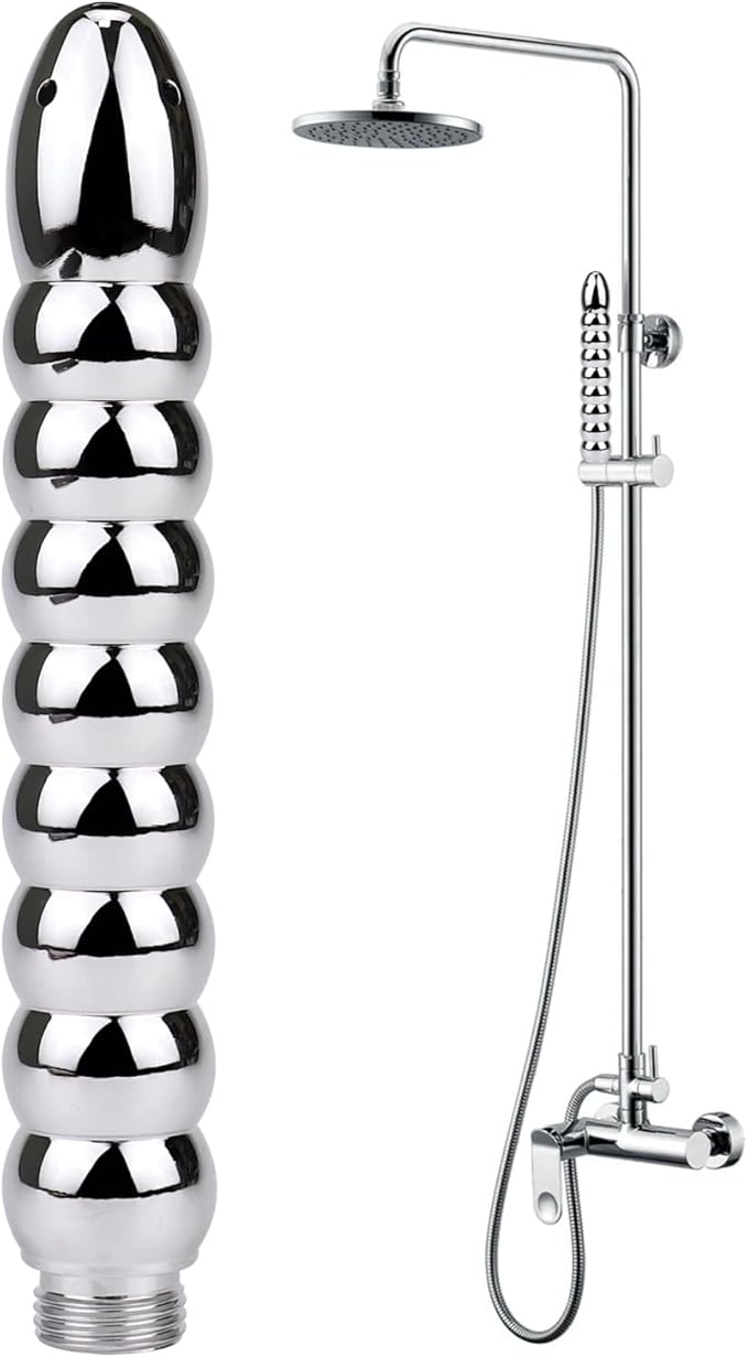 Shower Enema 5 Holes Shower Douche Attachments - Deluxe Aluminium Shower Head Anal/Vaginal Cleaning Kit with Velvet Carry Bag Shower Douche Nozzle for Men Women