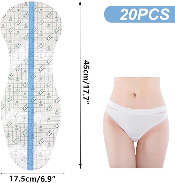 Menstrual Pads for Swimming, 20 PCS Long Panty Liners with Soft Cotton Core, Disposable Protective Stickers for Swimsuits & Water Activities