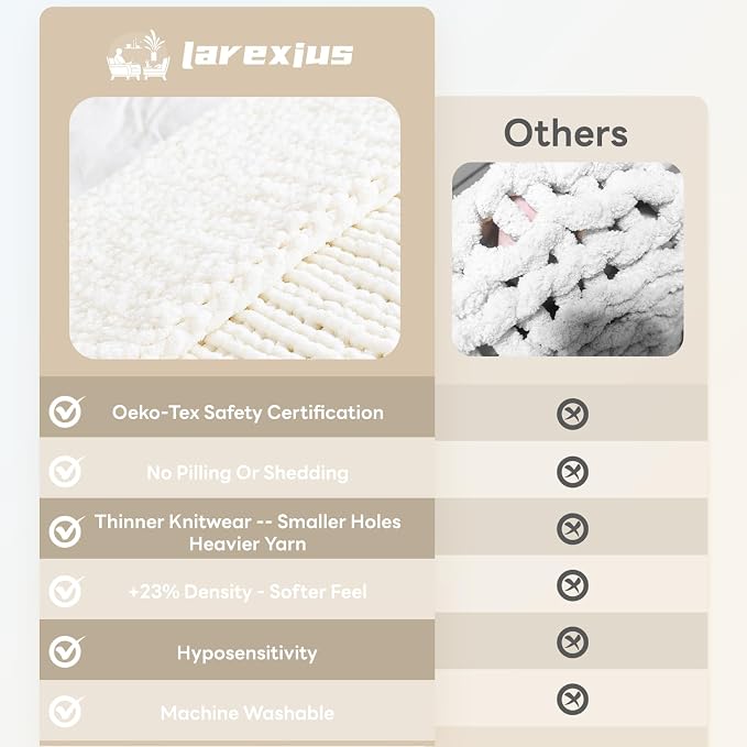 Chunky Knit Blanket - Luxury Soft Cozy 60 * 80 Throw Blanket,100% Woven Blanket Rope Knot Throw Blanket for Couch, Sofa, Home Decor, Gift - Machine Washable (Ivory White, 60 * 80)