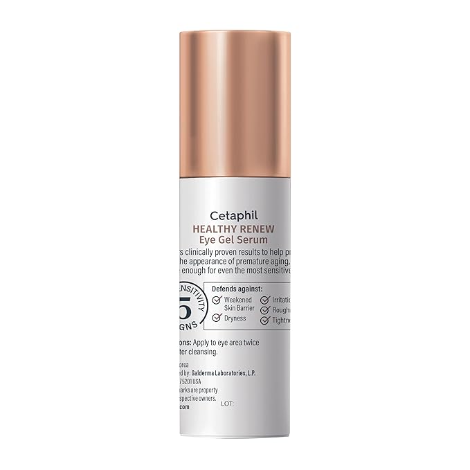Cetaphil Healthy Renew Hydrating Eye Gel Serum 0.5 Oz, 24Hr Under Eye Cream for Anti Aging, Reduces the Appearance of Dark Circles and Wrinkles, Retinol Alternative Peptide Serum, For Sensitive Skin