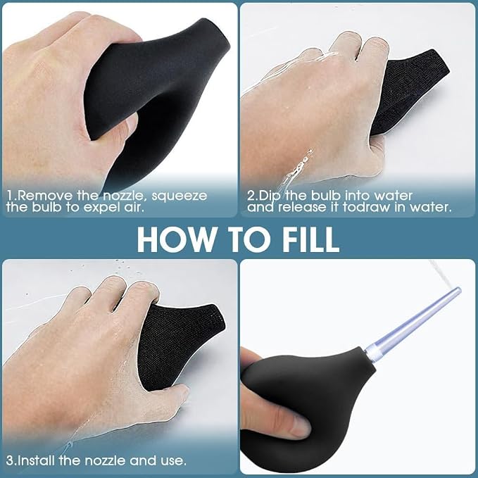 Anal Douche Enema Bulb Kit for Men & Women, 7.9oz Silicone Colon Cleansing Kit with 5 Comfortable Nozzles
