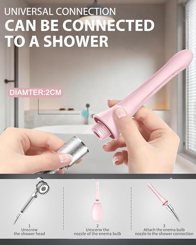 Enemas Anal Douches Anti Backflow-Enema Bulb and Anal Cleaner for Men & Women, Reusable Douche Bottle for Women – Shower-Compatible Cleaner for Men, Easy to Use & Travel Friendly,Pink