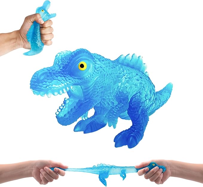 BENSE 4.4" Squishy Sensory Fidget Toy with Dinosaur - Realistic Stress Relief Fidget Toy for Kids & Adults, Anxiety Relief Party Favors & Birthday Gift for Boys Girls (Blue, Ages 3+)