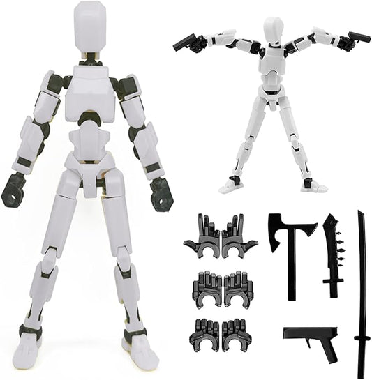 Assembly Completed-Titan 13 Action Figure, Upgrade T-Robot 13 Action Figures, New Dummy Robot 13, 3D Printed Multi Action Figure Set,Creative Gifts for Children Adults (White)