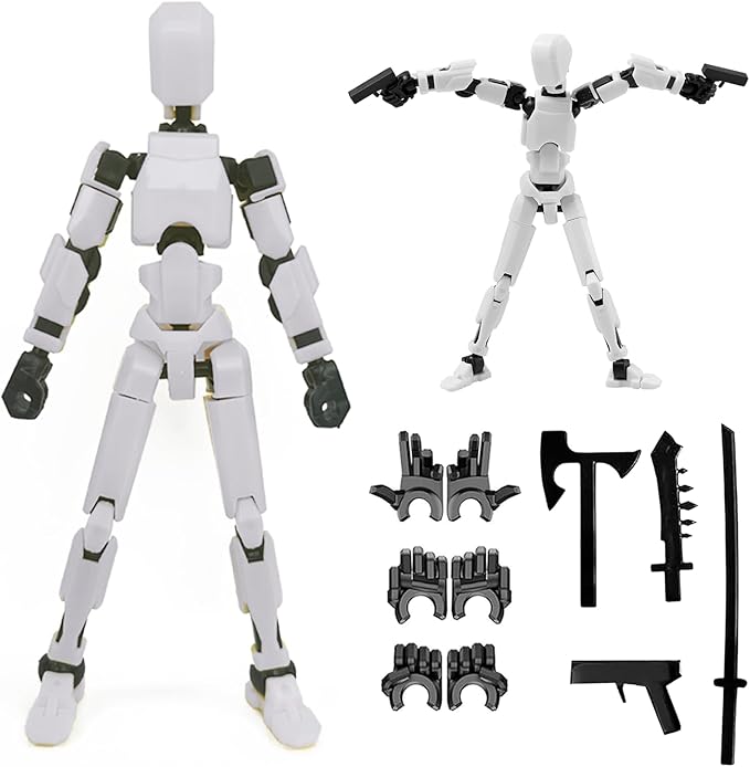 (Assembly Completed) Titan13 Action Figure Set,Upgrade Lucky Robot 13 Action Figures,3D Printed Multi-Jointed Movable,Nova 13 Action Figure for Collectors Desktop Decorations (White)