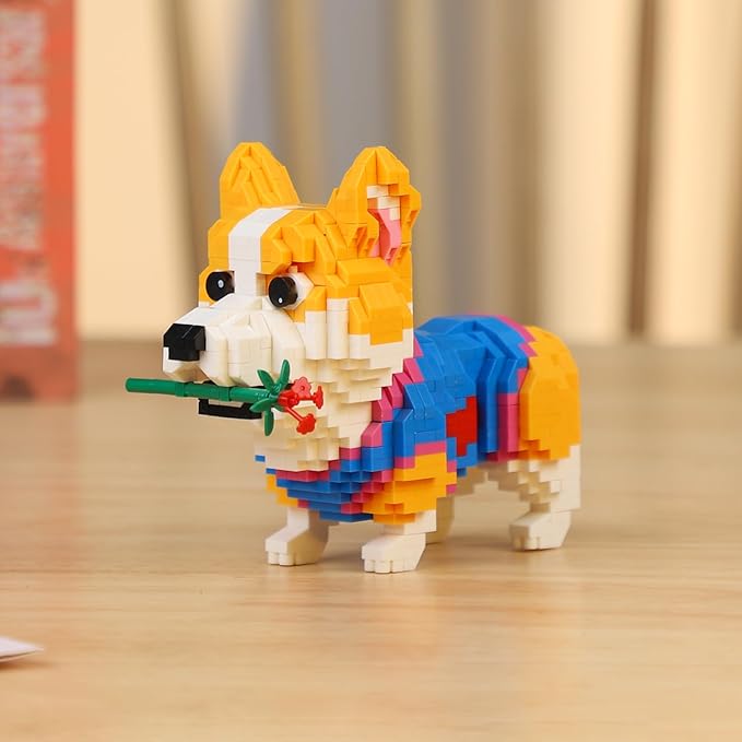 QLT QIAOLETONG Cute Animal Micro Mini Building Blocks Kit, Corgi Dog Micro Bricks Building Toys for Adults, Party Favors for Kids 12-14+ Years Old, Birthday, Carnival Prizes (997 PCS)