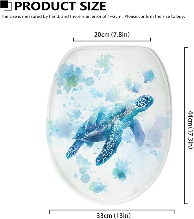Bathroom Toilet Lid Seat Sea Turtle Toilet Protector Cover Dustproof Flannel Fabric Toilet Seat Cover Covers Stains, Stays Clean, Easy To Install
