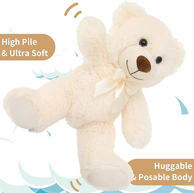 MorisMos Small Teddy Bear Bulk 6 Packs Teddy Bear Stuffed Animal 14" Teddy Bear Plush Toys for Kids, Girls, Birthday Wedding Party, Cream