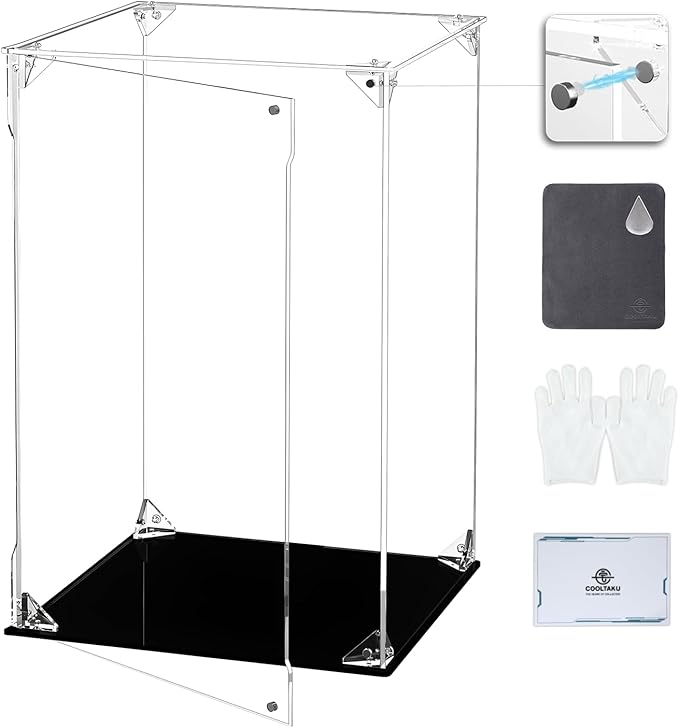 Clear Acrylic Display Case, Front-Open Door with Magnetic Buckle, Assemble Display Box, Dustproof Protection Showcase for Figures, Collections, Models, Toys (6x6x10 inch, 15x15x25 cm)