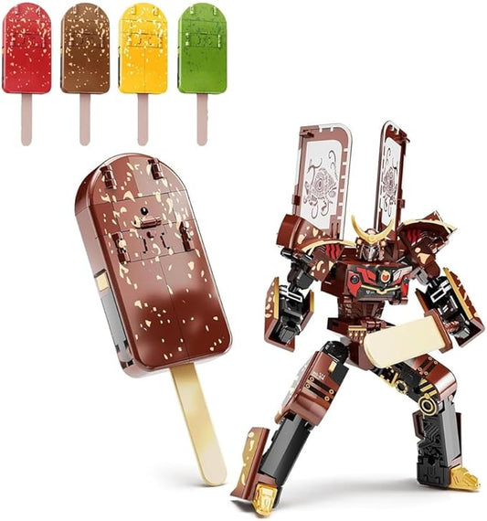 Ice Cream Transformer Toy, Transform into Robot Action Figure, 2 in 1diy Creative Transformations, Early Educational Brain Blocks,Birthday Party Favors Gift for Kids & Adults Action Figures