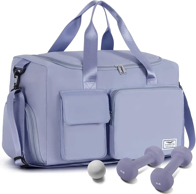 FIORETTO Women's Gym Duffle Bag with Shoes Compartment, 30L Capacity, Ideal for Travel, Gym, Sports, Duffel, Weekender