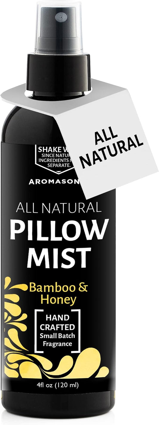 Aromasong Bamboo & Honey Pillow Spray - All Natural Calming Linen & Bedtime Mist for Deep Sleep - Aromatherapy Essential Oils for Sleeping