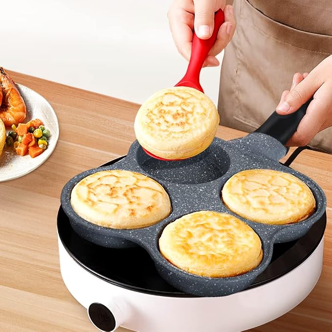 Rustless Egg Frying Pan | 4-Cup Nonstick Easy Clean Egg Cooker Omelet Pan For Breakfast Swedish Pancake, Plett, Crepe Pan Gas Stove and Other Stoves Cookware