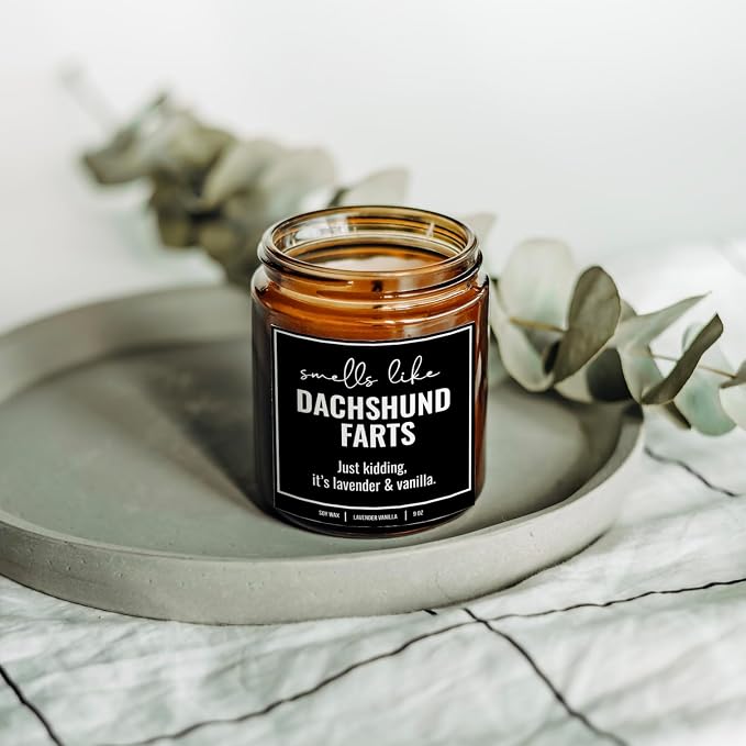 You Nique Designs, Dachshund Candle, 9 Oz, Dachshund Gifts for Women, Weiner Dog Gifts, Daschund, Wiener Dog, Daushaund, Dashound, All Natural Soy Vegan Aromatherapy Candles (Lavender & Vanilla A)