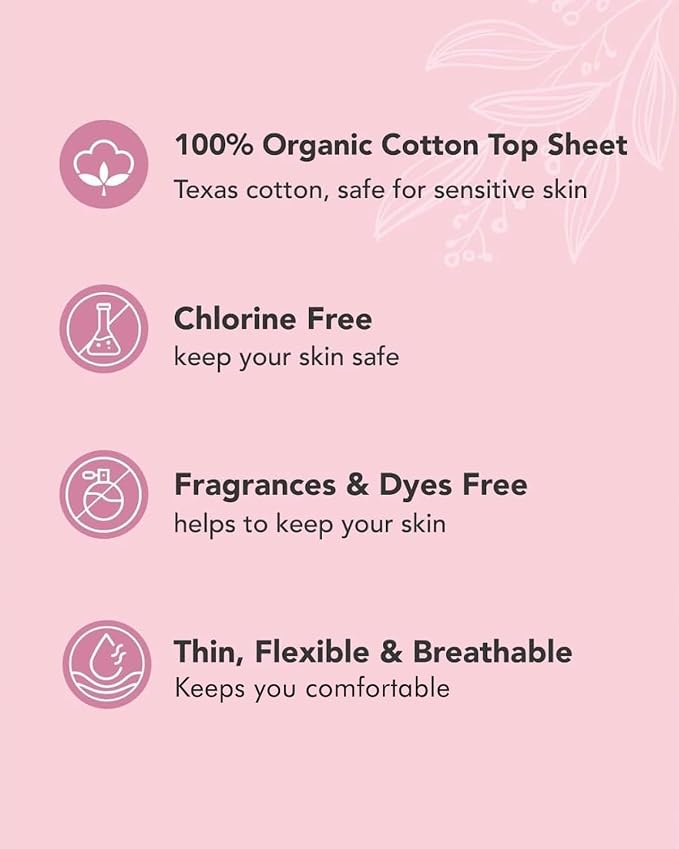 OCBON Ultra Thin Sanitary Pantyliners (Long, 7.1 inch, 36 Counts) - Ultra Thin, Unscented 100% Organic Cotton Panty Liners for Women. Chemical-Free, Extra Soft, Ideal for Sensitive Skin
