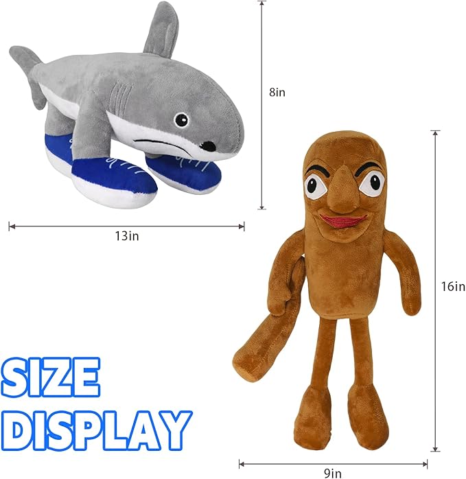Italian Brainrot 2Pcs Tralalero Tralala and Tung Tung Tung Sahur Toy Gift, Cute Stuffed Figure Doll for Kids and Adults Inspired Plush Toy