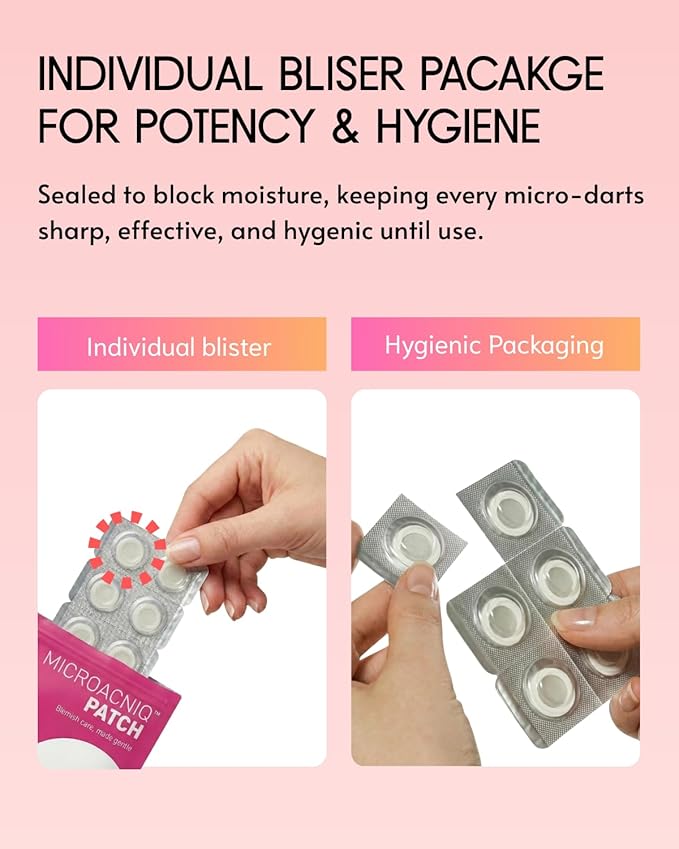 le dalcom Korean Micro-darts Patch, Post Blemish Dark Spot Care for Radiance & Elasticity, Brighter-looking Skin Tone, Niacinamide & Adenosine, Individual Blister Package (6 Patches)