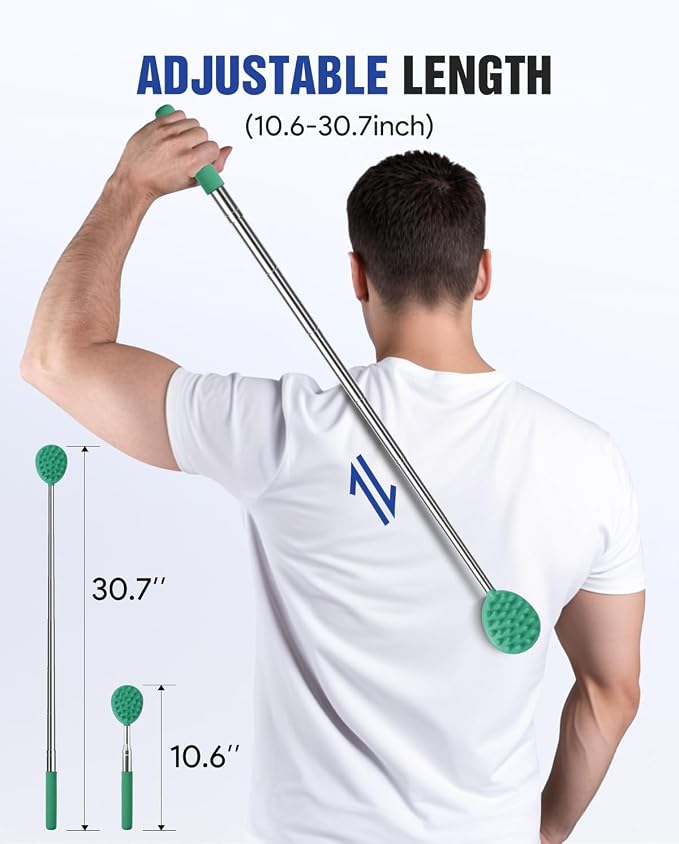 Gelibo Telescoping Back Scratcher with 5Pcs Detachable Heads, Extendable Back Massager Tool, Fathers Day Dad Gifts from Wife Daughter Son, Mens Gifts, Husband with Beautiful Box - Cyan