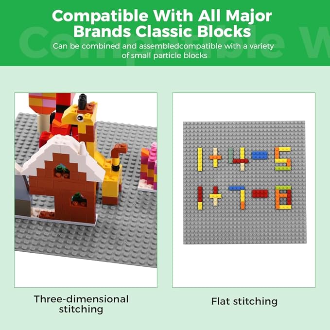 Classic Baseplates Building Plates-8 Pack 10" x 10" Building Boards,100% Compatible with All Major Brands and Activity Table, Creative Platforms Mats for Toy Bricks,Grey
