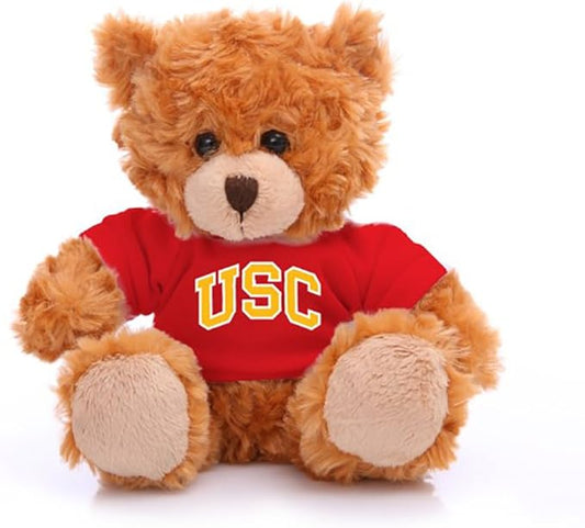Plushland Collegiate Jersey Bear 6 Inches – Team Sports Vivid Clear Color Toy, Stuffed Animals Toy, State University, School Logo Kids, Bulk Parties Edition (USC)
