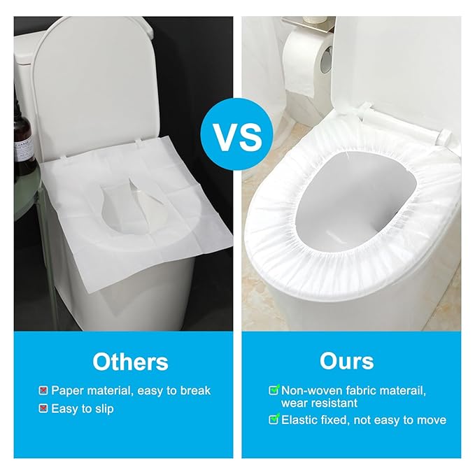200 Pack Disposable Toilet Seat Cover Waterproof Non-Woven Fabric, Disposable Toilet Seat Covers for Travel, Disposable Seat Covers for Outing Hotel Hospital Public Toilet (Individual Package