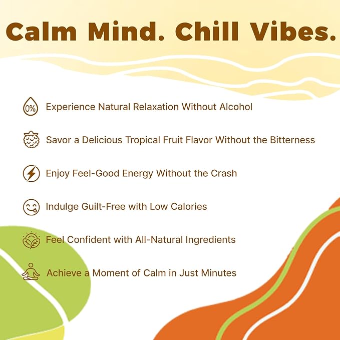 Calming Kava Drink Mix, Instant Kava Powder, Low-Calorie, Non-Alcoholic | Plant-Based Relaxation Alternative Beverage | 15 Servings (Tropical Fruit)