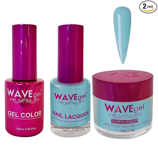 WAVEGEL Soak-Off Gel, Nail Lacquer & Acrylic/Dip Powder Matching Set - Princess Collection - #62 Blue Heels