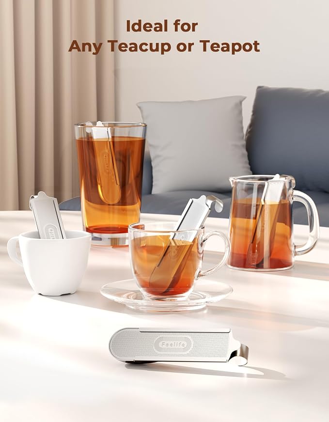 2 Pack Tea Infuser for Loose Leaf Tea, 2-in-1 Tea Scoop Infuser Fine Mesh Tea Strainers for Loose Tea Single Cup, 304 Stainless Steel Loose Leaf Tea Steeper