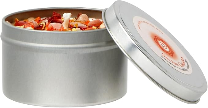 Sacral Chakra Candle by New Moon Beginnings - Chakra Candles - Dried Flower, Herb, & Crystal Candles - Aromatherapy Candles - Soy Candle - 8oz Tin