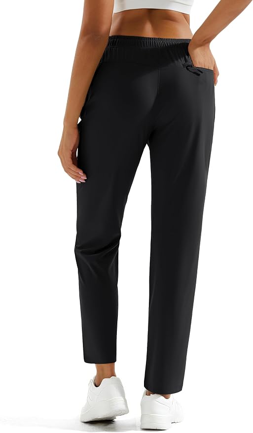 MAGCOMSEN Women's Hiking Pants Lightweight Quick Dry UPF 50 Water Resistant Elastic Waist Golf Travel Pants Zip Pockets