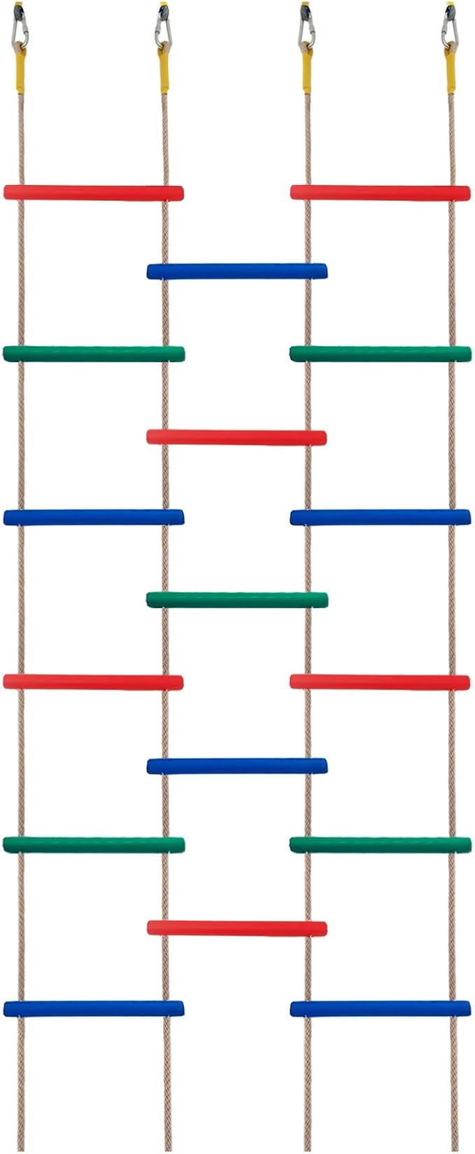 Innovative Rainbow Kids' Wooden Rope Ladder - 3/4/5-Group Connectivity, 14-Inch Wide, Ideal Ninja Warrior Accessory for Tree, Swing & Play (Set2: 3-Interlinked Colorful Ladders)