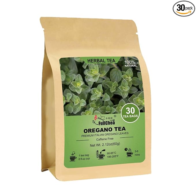 FullChea - Oregano Tea Bags, 30 Count, Dried Oregano Leaves | 100% pure dried oregano herbal tea, rich in plant antioxidants, Non-GMO & caffeine-free, easy to brew hot or iced daily