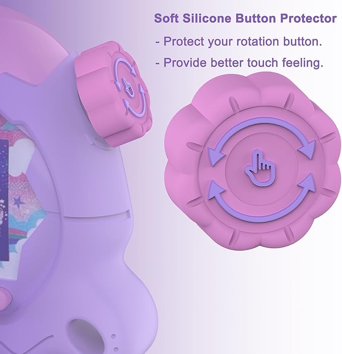 JCHPINE Hard Case and Silicone Cover for Tamagotchi Paradise Electronic Pet, Protective Cases for Tamagotchi Paradise with Screen Protector and Lanyard (Purple)