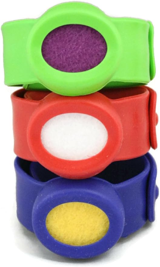 Kids Essential Oil Diffuser 3 Slap Bracelet Sport Set - Red, Blue, Green- Boys- Unscented