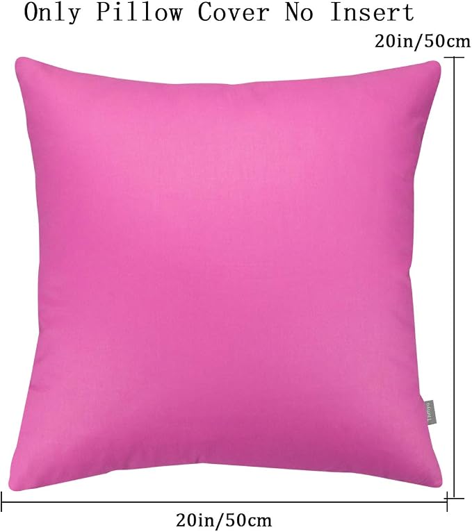 Thmyo 4-Pack 100% Cotton Comfortable Solid Decorative Throw Pillow Case, Square Cushion Cover Pillowcase Sublimation Blank Pillow Covers DIY Throw Pillowcase for Sofa(20x20 inch/ 50x50cm,Rose red)