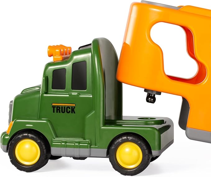 TEMI Dinosaurs Truck Toys for Boys Kids 3-5 Years, Transport Car with 3 Dinosaur Figures and 3 Monster Cars, Friction Powered Toy Vehicle in Carrier with Light and Sound, Toddler Play Gifts Set