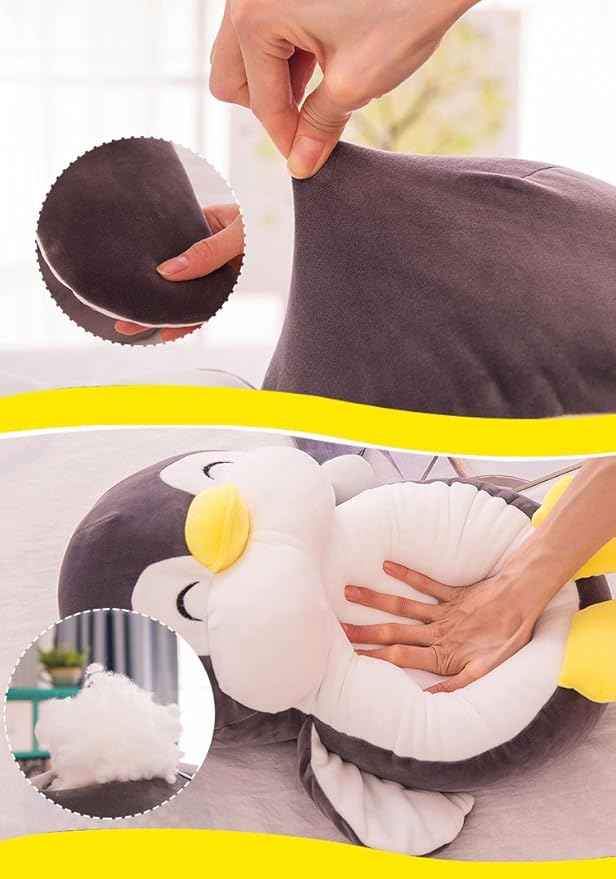 Stuffed Penguin Animal Plush Toys 12 Inch Gray Animal Stuffed Plushies Super Soft Cute Cuddly Pillow Cushion Stuff Dolls Birthday Gifts for Children Kids Boys Girls Room Decor Bedtime, 12Inches