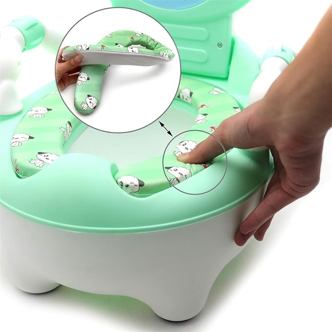 XKMT- Baby Kids Portable Bear Grean Potty Training Seat Toddler Portable Lovely Toilet Seat Stool Chair [P/N: ET-BABY003-GREEN]