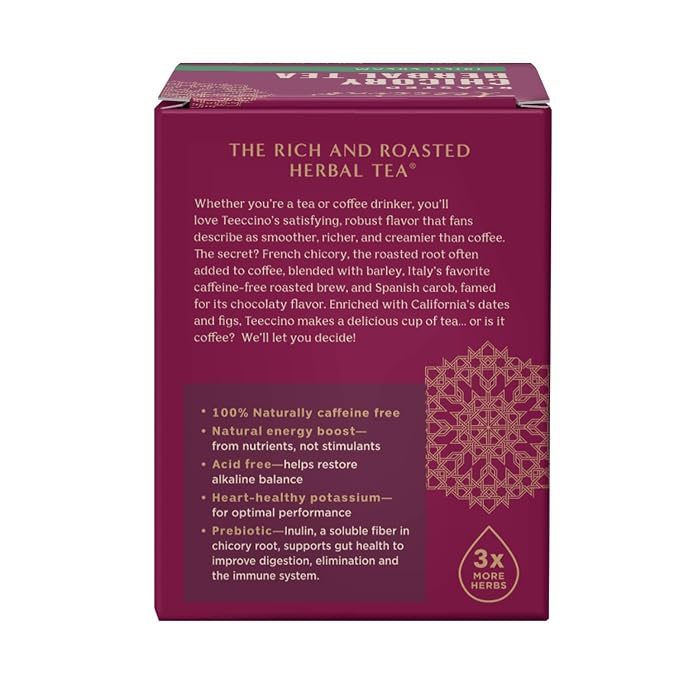 Teeccino Irish Cream Herbal Tea, Rich & Roasted Herbal Tea That’s Caffeine Free & Prebiotic for Natural Energy, 10 Tea Bags