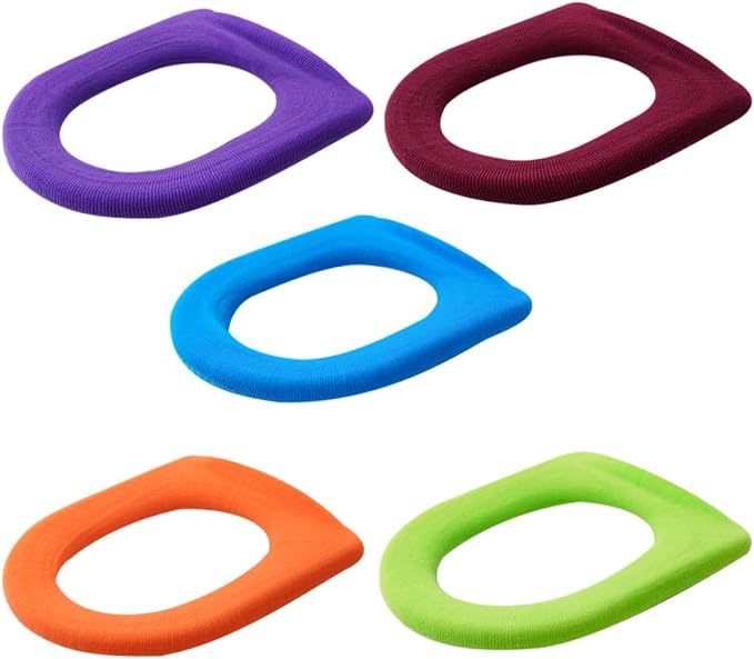 Gadpiparty 5pcs Colorful O-shaped Toilet Seat Pads Soft Toilet Cover Mats for Home Bathroom Comfortable Warm Design for Adults Expecting Mothers Random Colors