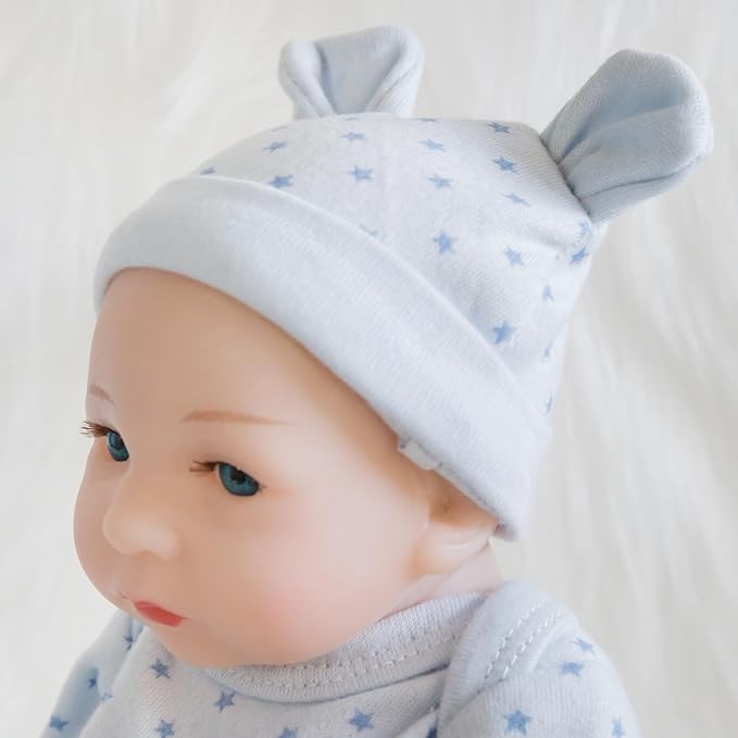 ENA Reborn Baby Doll Realistic Silicone Vinyl Baby 10 inch Weighted Soft Body Lifelike Doll Gift Set for Ages 3+ (Blue Star boy, 10 inch)