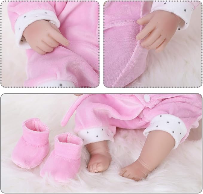 ENADOLL Reborn Baby Doll Realistic Silicone Vinyl Pink Mouse Baby 16 inch Weighted Soft Body Lifelike Doll Gift Set for Ages 3+(Pink Mouse)