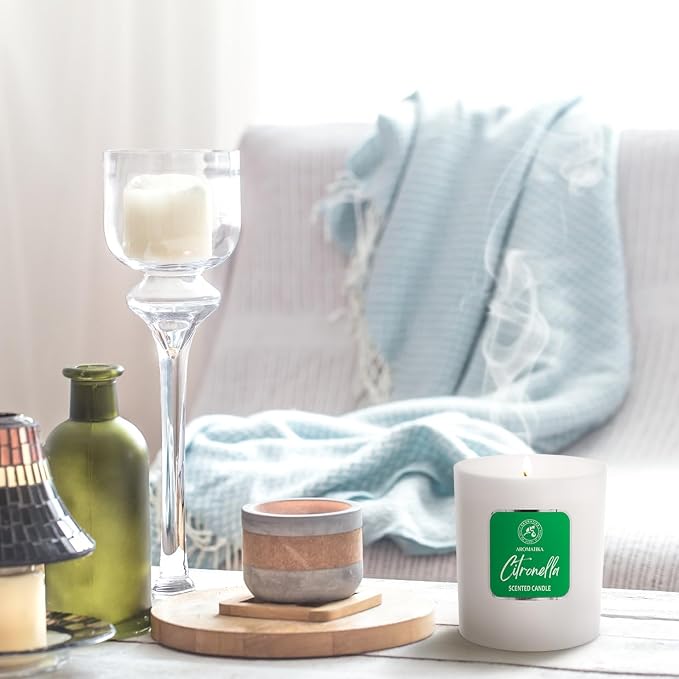 Scented Candle Citronella 200g - Aromatherapy Candle - Soy Wax Candles for Home Scented - Glass Candle Gift - Home Scented Candles - Aroma Freshener - Fresh Soy Wax Candle