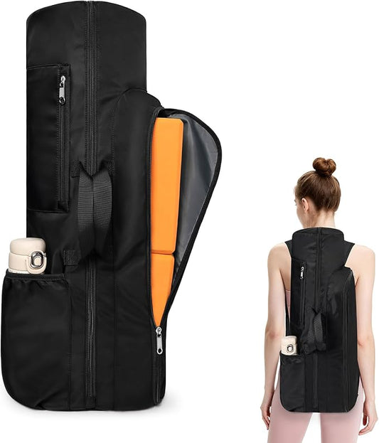 Yoga Mat Bag Backpack for Women and Men with Multi-Pockets for Mats Blocks and Accessories, Waterproof Yoga Mat Carrier Holder for Workouts, Gym, Pilates