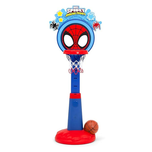 Spidey and His Amazing Friends Plastic Basketball Set by Delta Children – Includes Basketball Hoop, 1 Basketball and Ball Pump